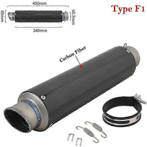 Pot d'échappement universel pour moto, silencieux en alliage de carbone et de titane modifié, 60 mm, pour Honda, BMW et Yamaha (Type F1) (1/5)