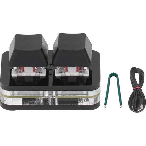 Clavier mécanique 2 touches avec interrupteurs rouges, mini keypad USB pour jeux de rythme, copier-coller, fonction de raccourci, noir (1/5)