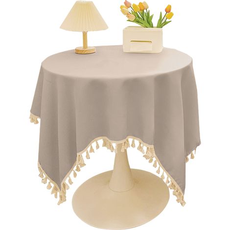 1 Nappe ronde, Coton et lin, Imperméable, Antitache, Intérieur et extérieur (1/5)
