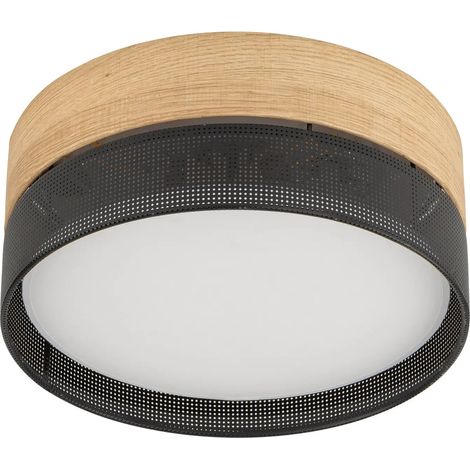[NEUWERTIG] B-Ware Deckenleuchte Nicol Lampe Schwarz Holzoptik E27 Led 4 Flammig ø 50 Cm Leuchte