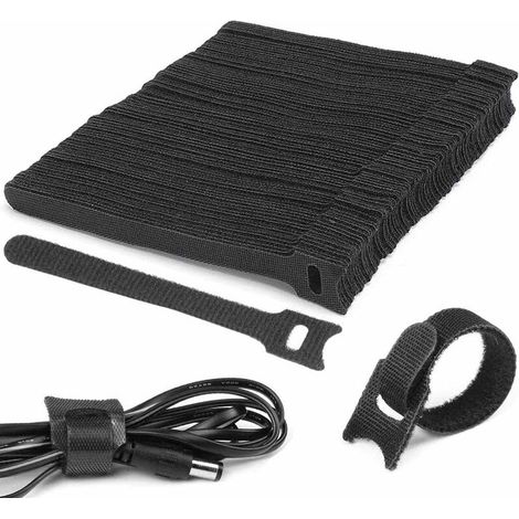 Attache Cable, Serre Cable, Attaches Câbles Set, Sangles Sangles Câble, Réutilisables Sangles à Crochet et Boucle, Organisateur Rangement,,100Pcs (1/5)