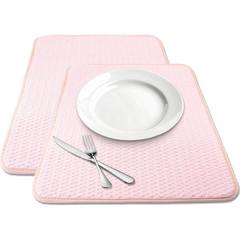Tapis de séchage pour sèche-linge - Lot de 2 - Tapis de séchage rose en fibres ultrafines absorbant l'eau - Convient pour planches à découper - Grand tapis de séchage (1/5)