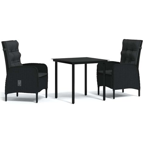 Maison Exclusive - Set da Pranzo da Giardino 3 pz con Cuscini Nero (1/5)