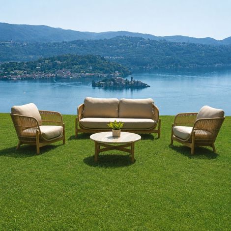 Set da giardino in legno di acacia Lamezia e finitura color teak