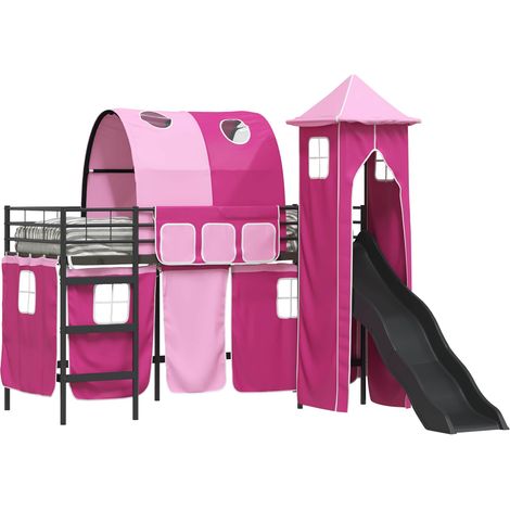 Maison Exclusive - Estructura de litera para niños Negro y Rosa 7