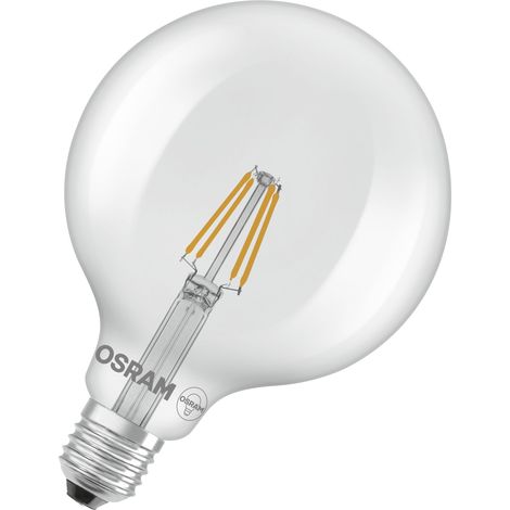 OSRAM Lampe LED Star Globe G125 40 Filament, 2700 K blanc chaud, 3,4 W, E27, transparente, 470 lm, 15 000 h, pour luminaires suspendus, grande forme sphérique (1/4)