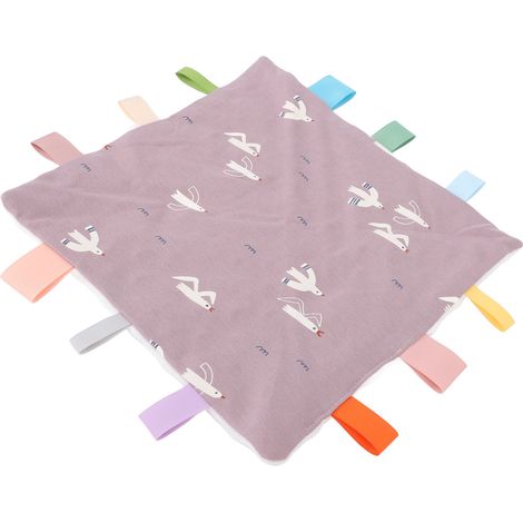 Weiche Babydecke mit bunten Etiketten, beruhigende Sinnesdecke aus Baumwolle, kuschelige Decke zum Schlafen für Babys, Möwenmotiv. (1/5)