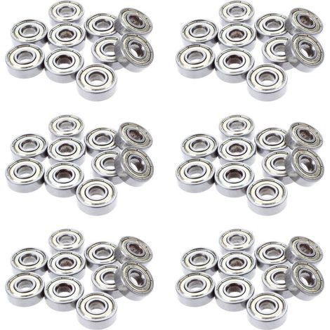 Rodamientos de bolas de acero de ranura profunda en miniatura 608 ZZ 8 x 22 x 7 mm 60 piezas por paquete (1/2)
