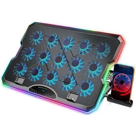 Refroidisseur Ordinateur Portable - Refroidissement Ultra Rapide - RGB - 15 Ventilateurs Silencieux - Convient pour 12.1-17.3 (1/4)