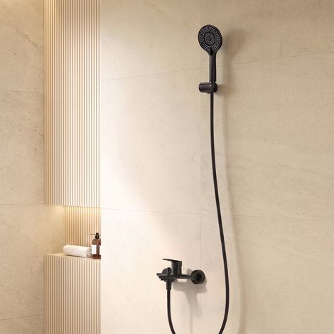 EVERSTEIN Mitigeur bain-douche mural avec douchette 3 jets, noir mat (1/5)