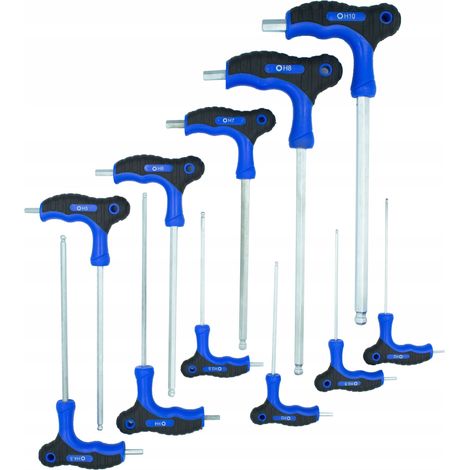 Tournevis en T SilverTools avec douilles hexagonales, à bille, lot de 11, 2-10 mm