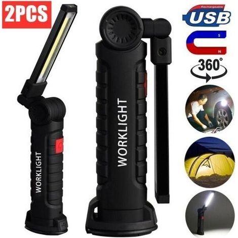 Baladeuse de chantier COB Torche Rechargeable Lampe de Travail d'Inspection Flexible - 2PC (1/4)
