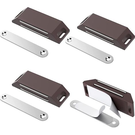 lot De 4 Serrures De Porte Magntiques (marron) Aimants De Porte D'armoire Aimants De Porte D'armoire Adhsifs Aimants De Porte Robustes Aimants De (1/5)