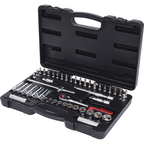 Kstools – Coffret de douilles 3/8'' chrome vanadium 46 pièces – Système FlankTraction pour meilleure prise – Angle de retour 5° – Dents 72 (1/5)