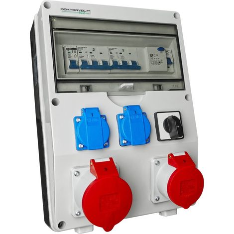 Tableau électrique de chantier ECO-S/FI 32 A/5 P 16 A/5 P 2 x 230 V, prises Bals Doktorvolt DV-7938-F (1/5)