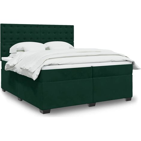 Boxspringbett mit Matratze Dunkelgrün 200x200 cm Samt