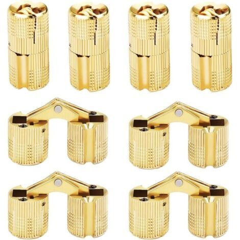 FENOPLASTICACharnières Cylindriques 8 pièces Charnière Cachée en Laiton 180 ° Angle D'ouverture Invisible Barrel Hinge Remplacement pour DIY Boîte À Bijoux Main (1/4)