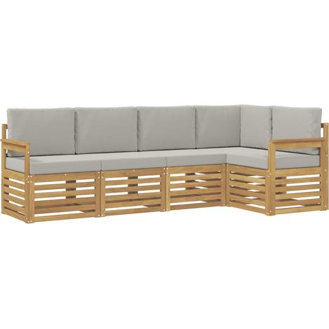 Set di divani da esterno 5 pz 5-Posti Bianco e Grigio Chiaro vidaXL (1/5)