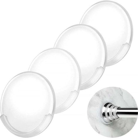 Quatre supports adhésifs pour tringle à rideau de douche, antidérapants et fixés au mur, adaptés aux tringles à rideau de douche de salle de bain, sans perçage (tringle à rideau de dou (1/4)