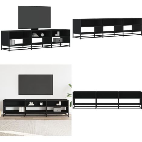 vidaXL Meuble TV noir 180x40x46 cm bois d'ingénierie (1/5)