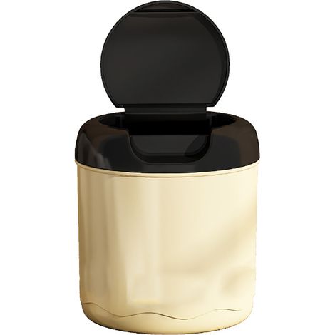 Desktop Trash Can Cream Color Flip Lid Multifunctional Moderate Capacity Practical Plastic Mini Wastebasket for Home Office Kitchen Bedroom