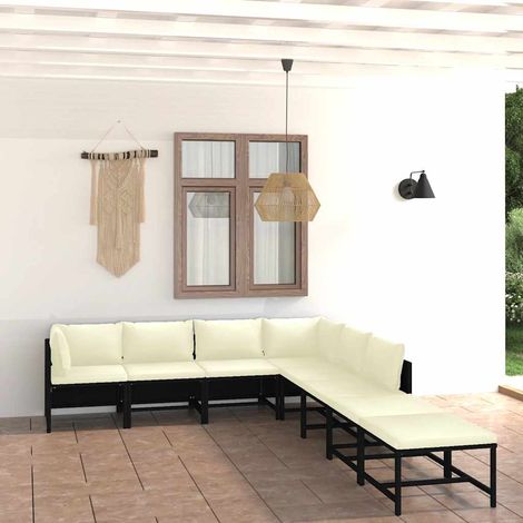Salon de jardin 8 pcs - Canapé de jardin - Ensembles de Meubles d'exterieur - avec coussins Résine tressée Noir Chic-362380 (1/5)