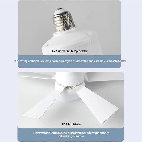 Ventilateur de plafond avec télécommande, portée 5 m, culot E27, 40 W, blanc (1/5)