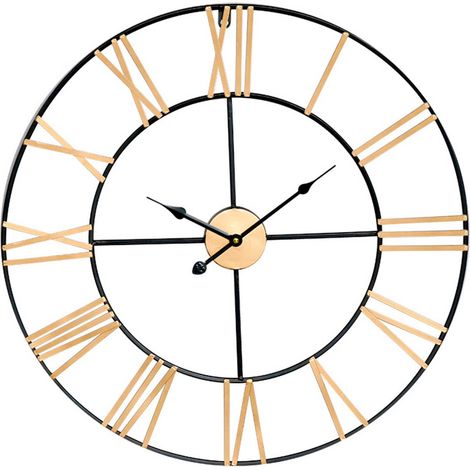 Vintage Wanduhr in Schwarz/Bronze, Ø 60 cm, Thinia Home