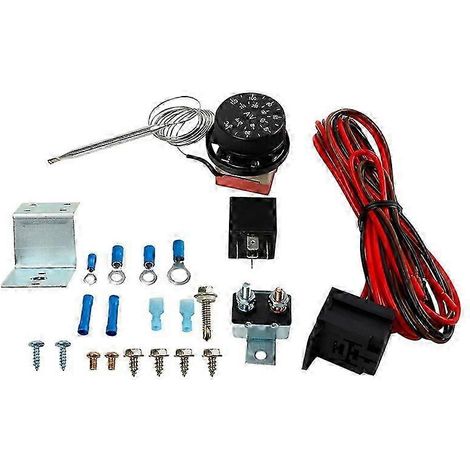 Kit de commande de thermostat pour ventilateur de radiateur électrique 12 V, câblage et relais pour voiture/camion (réf. 0716)