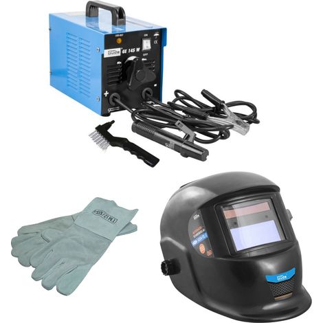 Güde Elektrodenschweißgerät GE 145 W mit Handschuhe und Automatik Schweißhelm