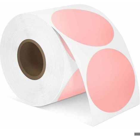 Etiquette Ronde Thermique Directe - 800 Pièces - Diamètre 30 mm - Rose - Résistante Eau Huile Poussière - Pour Imprimante Étiquettes (1/4)