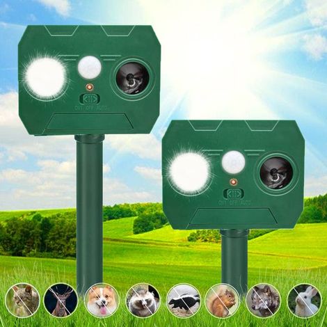 2 répulsifs à ultrasons solaires pour chats, répulsif solaire étanche pour souris avec un haut-parleur unique, outil de protection pour le jardin (1/5)