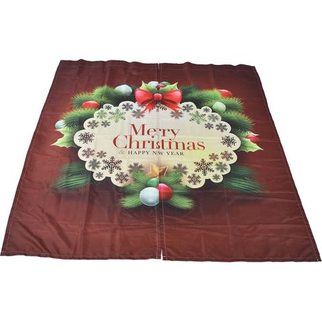 Rideau de Noël en fibre de polyester, impression numérique 3D « Joyeux Noël », rideau personnalisé pour porche ou balcon extérieur, 170 x 200 cm, Noël 8 (1/5)