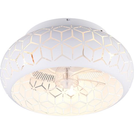 REALITY Plafonnier avec ventilateur Bidar R61574031, pour 3 x E27 max. 10 Watts, IP20, blanc (1/4)