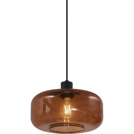 QAZQA bizle - Suspension - 1 lumière - Ø 28 cm - Noir - Rétro - éclairage intérieur - Salon I Chambre I Cuisine I Salle à manger