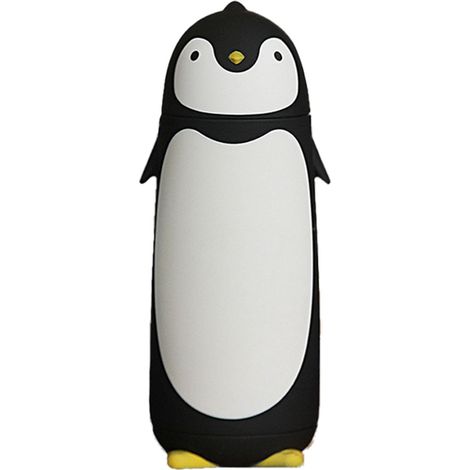 300-ml-Isolierflasche mit schwarzem Pinguin-Design für Wandern und Reisen (1/5)