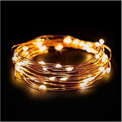 Bardusch-Guirlande Micro LED en fil de cuivre 4m, 40 LED, 230V, fonction de minuterie, LED Guirlande lumineuse exterieure et intérieur, étanche IP44, Deco Mariage, Noël, Fête couleur blanc chaud