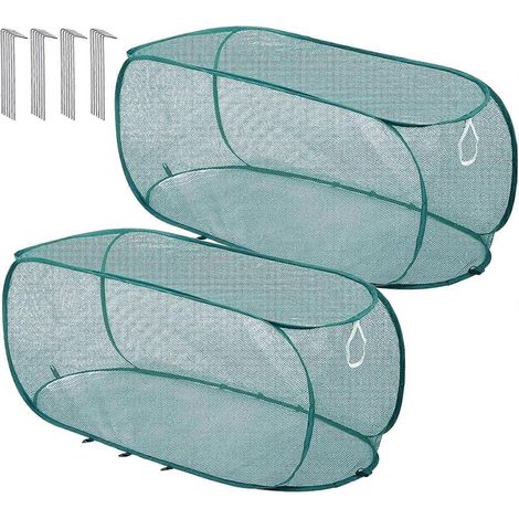 Lot de 2 cloches de jardin pliables en filet 12 piquets de sol inclus protection pour plantes et fruits (1/5)