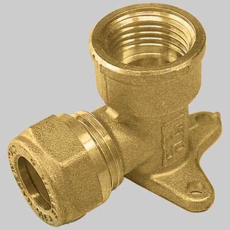RACCORDO CURVO FEMMINA CON FLANGIA CON OGIVA OTTONE - 14 x 1/2