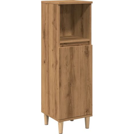 Mobiletto da bagno in rovere realizzato a mano 30 x 30 x 100 cm con spazio contenitivo ottimizzato design moderno in legno di rovere 020051037