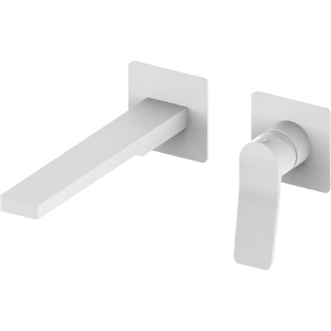Miscelatore lavabo a parete modello quadro bocca da 20 cm colore bianco opaco Paffoni TILT TI105BO70 Bianco opaco - 200 mm (1/2)