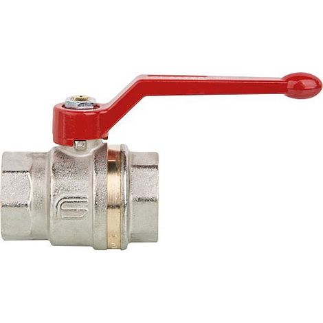 Robinet boisseau sphérique laiton bague FF poignée alu rouge 26x34 PN 40 (1/2)