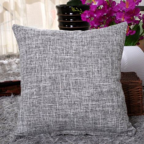 Taies d'oreiller épaisses en lin - Lot de 2 - Taies carrées 55 x 55 cm - Taies d'oreiller d'extérieur - Décoration intérieure - Fermeture éclair invisible - Convient pour canapé-lit, bureau - Gris arg (1/5)