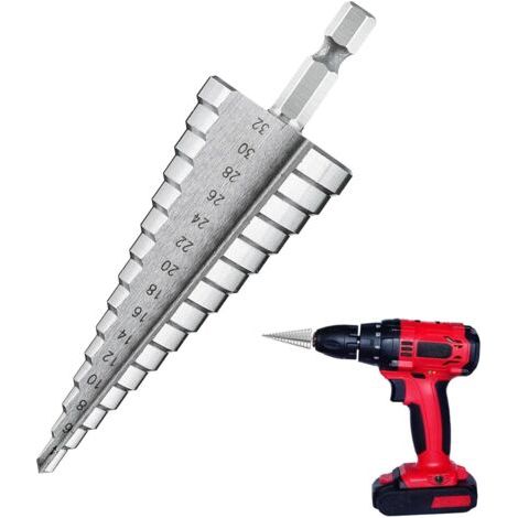 PA Stufenbohrer 4–32 mm aus HSS-Stahl mit Titanbeschichtung, konischer Senker mit abgestuften Stufen für Metall, Holz, Kunststoff – ideal für präzises Bohren (1/4)