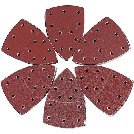 Lot de 50 feuilles de papier abrasif triangulaires à 11 trous, à fixation auto-agrippante, pour ponceuses de précision Mouse - Grains variés, du plus gros au plus fin, abrasifs (1/5)