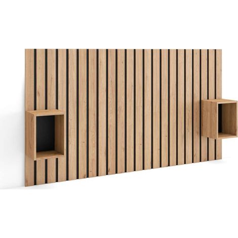 Cabecero MBTIC de 196x107x3 cm con cajoneras, color marrón (1/4)