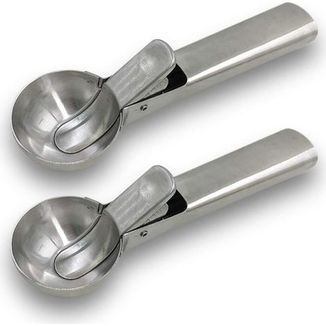 Cuillère À Glace - Acier Inoxydable Massif - Diamètre 4,8 Cm - Longueur 18 Cm - Pour Fruits Et Pastèque - Lot De 2 (1/5)