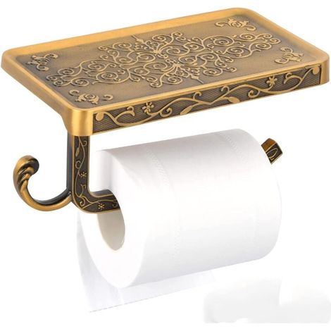 Wall Mounted Toilet Paper Holder Toilet Paper Holder with Phone Shelf Toilet Paper Holder Retro Vintage Toilet Paper Holder Toilet/Bathroom Accessories (1/5)