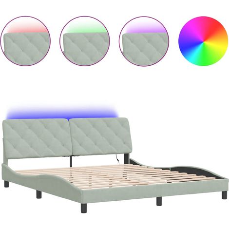 Maison Exclusive - Giroletto con LED senza Materasso Grigio Chiaro 180x200 cm in Velluto (1/5)