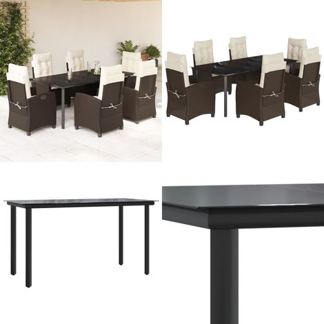 7-tlg. Garten-Essgruppe mit Kissen Braun Poly Rattan - Gartentisch - Gartenstuhl (1/5)